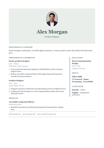 Auckland resume template, first PDF page