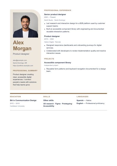 Austin resume template, first PDF page