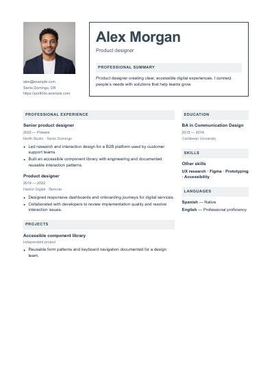 Berlin resume template, first PDF page