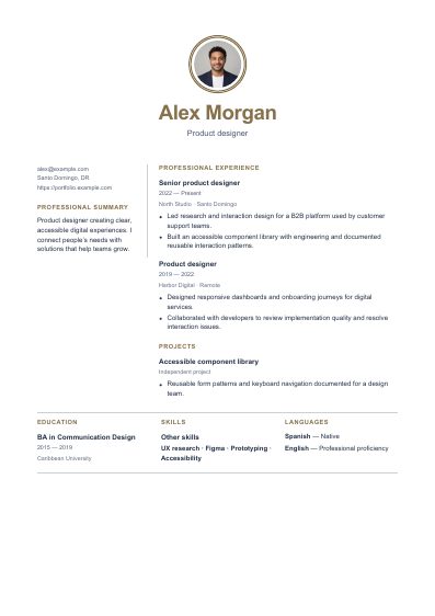 Cairo resume template, first PDF page