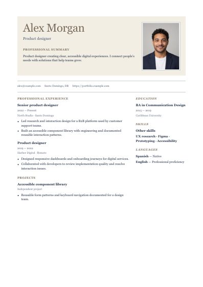 Charleston resume template, first PDF page