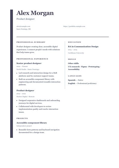 Counsel resume template, first PDF page