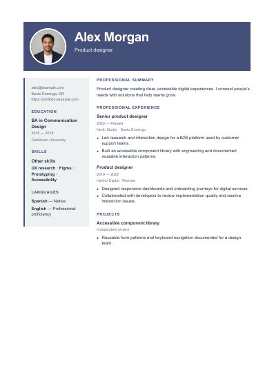 Delhi resume template, first PDF page