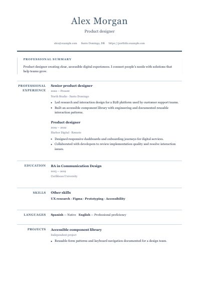 Diploma resume template, first PDF page