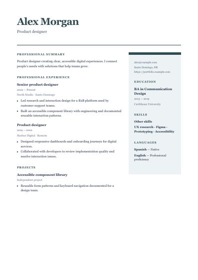 Diplomat resume template, first PDF page