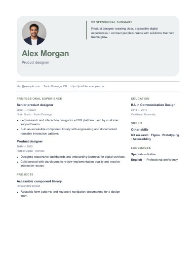 Jakarta resume template, first PDF page