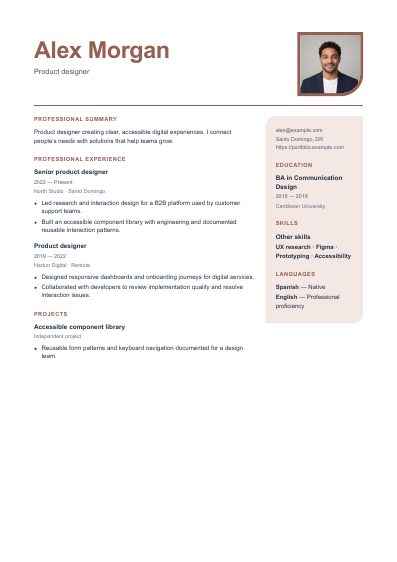 Manila resume template, first PDF page