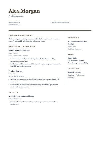 Manuscript resume template, first PDF page