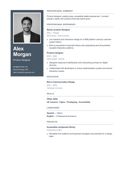 Melbourne resume template, first PDF page