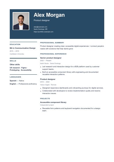 Monaco resume template, first PDF page