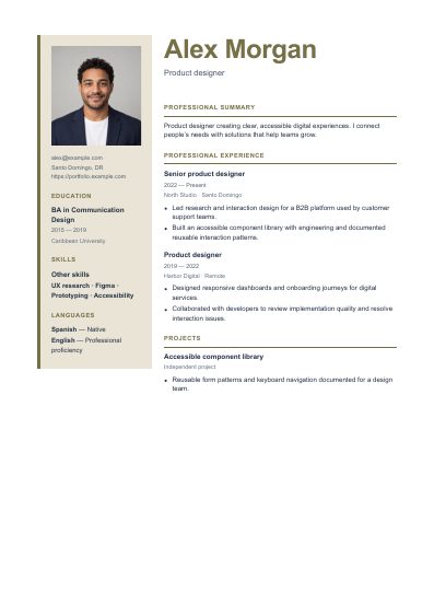 Nairobi resume template, first PDF page