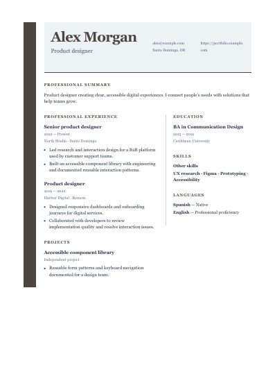 Partner resume template, first PDF page