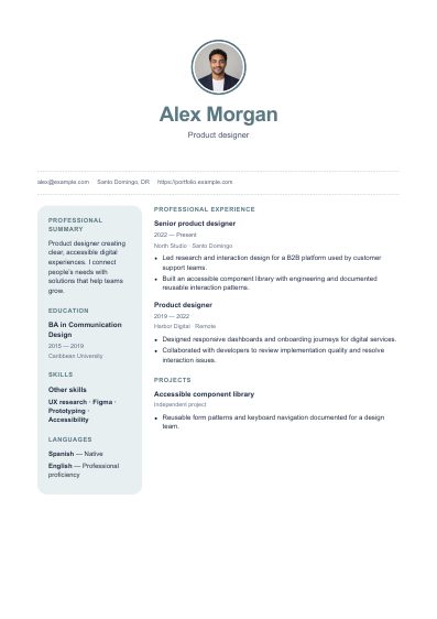 San Juan resume template, first PDF page