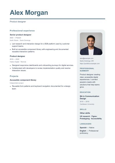 Singapore resume template, first PDF page