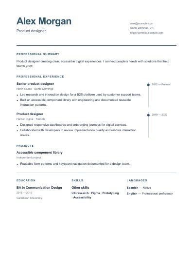 Summit resume template, first PDF page