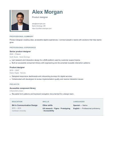 Sydney resume template, first PDF page