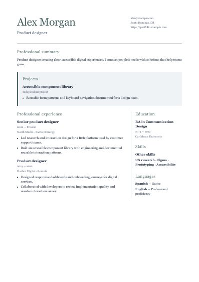 Syllabus resume template, first PDF page