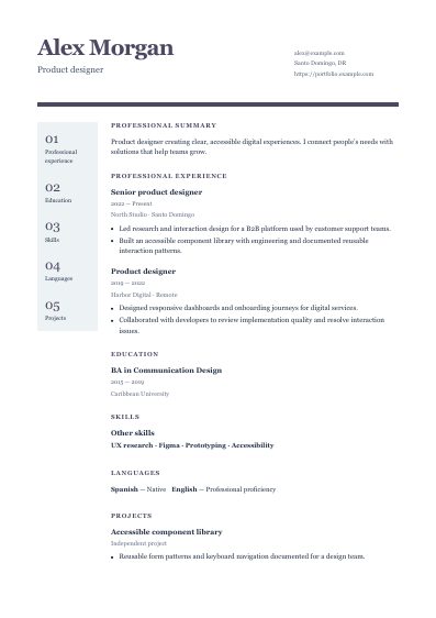 Thesis resume template, first PDF page