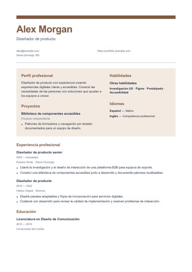 Primera página PDF de la plantilla Artisan