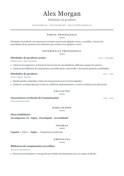Primera página PDF de la plantilla Classic