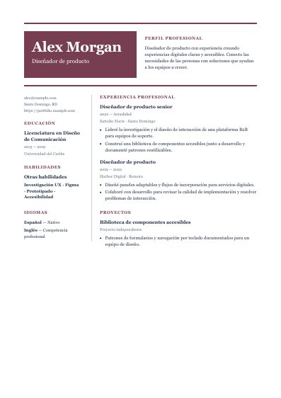 Primera página PDF de la plantilla Garnet