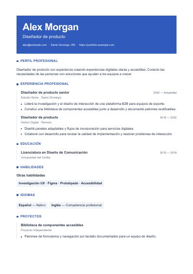 Primera página PDF de la plantilla Modern