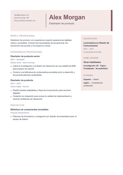 Primera página PDF de la plantilla Rosewood