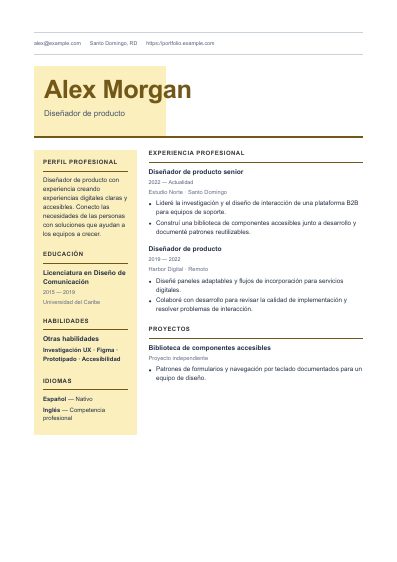 Primera página PDF de la plantilla Saffron