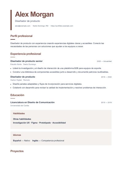 Primera página PDF de la plantilla Studio